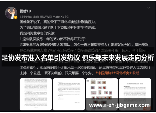 足协发布准入名单引发热议 俱乐部未来发展走向分析